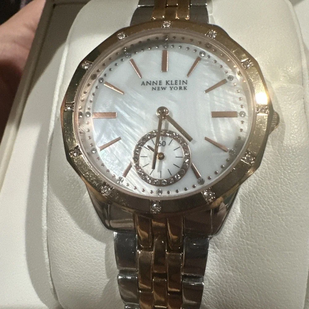 Anne Klein New York Two-Tone Swarovski Crystal Ladies Watch Slighlty Used W Box‎